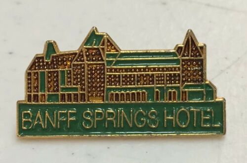BANFF SPRINGS HOTEL with Goldtone and Green Hotel Metal Lapel or Collar Pin
