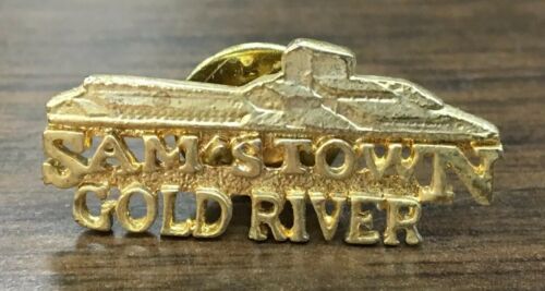 SAM’S TOWN GOLD RIVER Goldtone Metal Lapel or Collar Pin