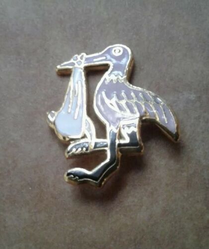 Newborn Baby girl Pink Stork Delivering Lapel Pin