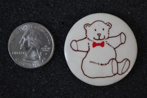 Cute Teddy Bear With Red Bowtie Christmas Bear Pin Pinback Button #16296