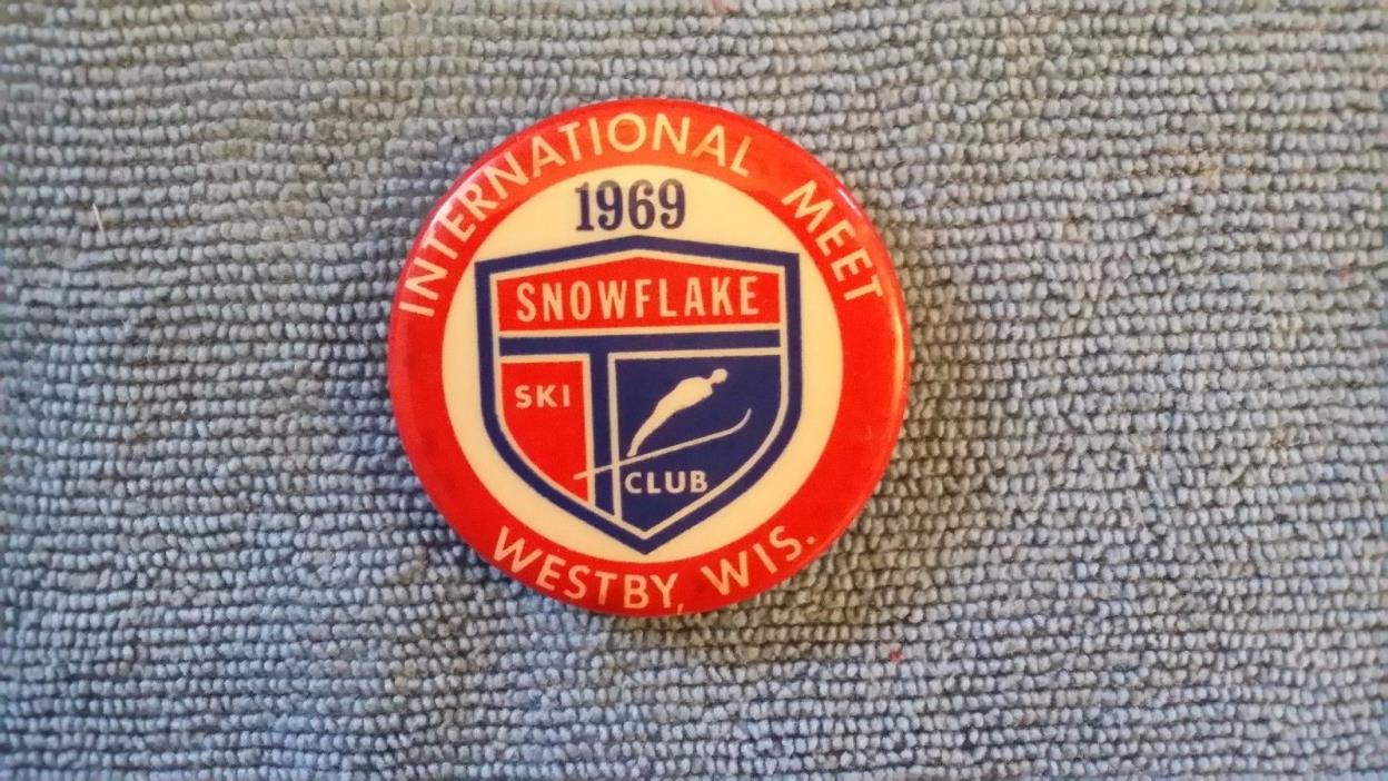 1969 WESTBY SNOWFLAKE SKI CLUB INVITATIONAL MEET PINBACK BUTTON WI