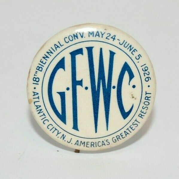 Antique 1926 GFWC Biennial Convention Pinback Button - Atlantic City NJ