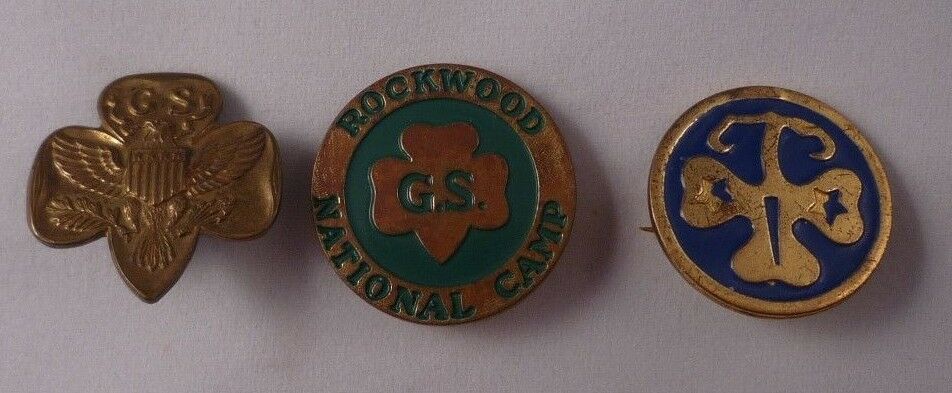 3 Vintage Girl Scout Pinbacks Pins