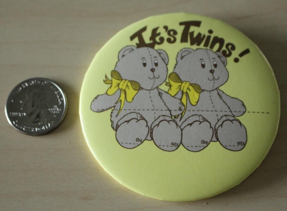 It's Twins ! Baby Birth Cute Teddy Bears Pin Pinback Button #31610