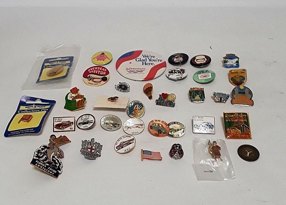 Lot 35 Souvenir Collector Pin Tacks Hat Pins Lapel JC Car States London Alaska