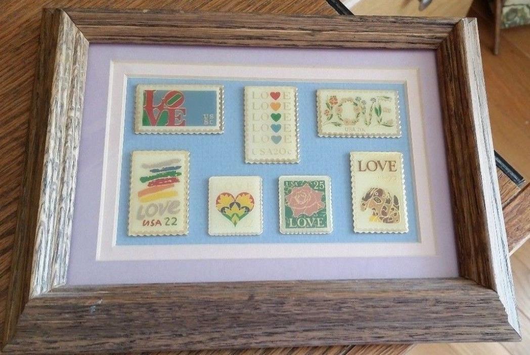 Framed Set of 7 Love Stamp Pins
