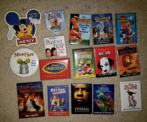 Lot of 16 Disney Vintage 90s Pin back Pins Buttons Promotional Promo Movie Nice!