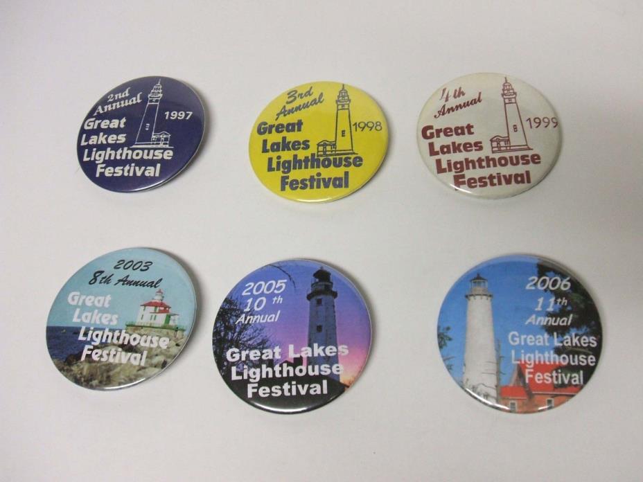6 Buttons from the Great Lighthouse Festival - Pin on your hat or shirt