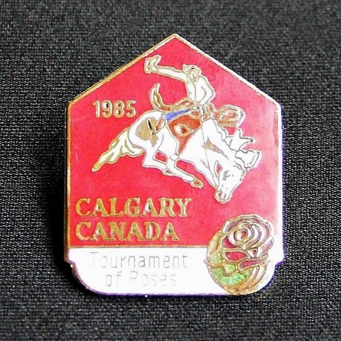 CALGARY CANADA 1985 96th Tournament of Roses Cloisonne Pin Rodeo Cowboy Bronco