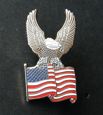 USA WAVY FLAG & EAGLE UNITED STATES US CAP HAT LAPEL PIN BADGE 1 INCH
