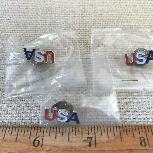 USA Lapel Pins. NIP Lot of 3. Red U, White S, Blue A