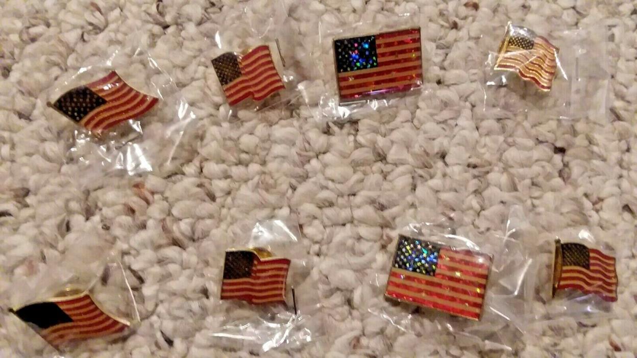 (100) 4 Diff. Patriotic American Flag Red White Blue Hat Lapel Pins Dealers Lot