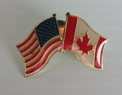 VINTAGE CANADA U.S. FLAG ENAMEL PIN           (INV22287)