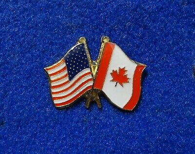 Patriotic USA American Flag & Canadian Canada Flag Twin Flags Subtle Lapel Pin
