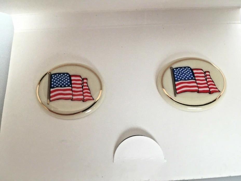 Set of Vintage Collectible Pins: USA American Flag by Lenox 2 Pins on Card