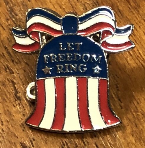 Disney Let Freedom Ring Bell Patriotic Lapel Hat Pin Pinback ~USA~Red White Blue