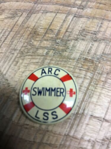 Vintage Collectible Pin: ARC LSS Red Cross  Swimmer Button
