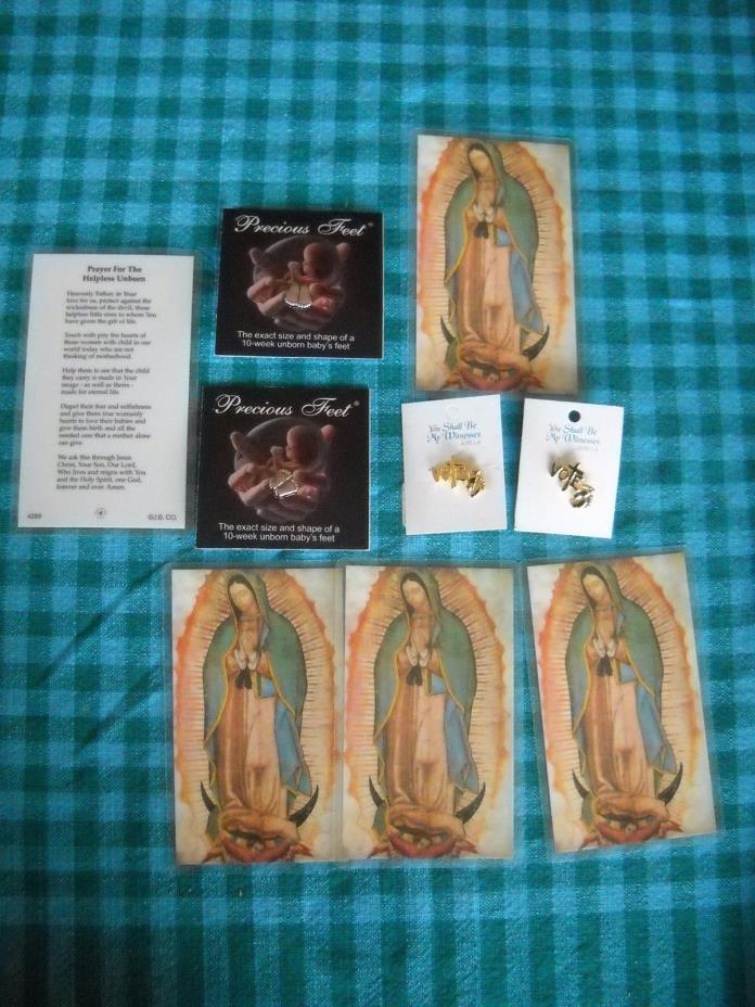 Exact Size Shape Unborn Baby's Feet at 10 Weeks 4 Lapel Pins 5 Prayer Cards Vote