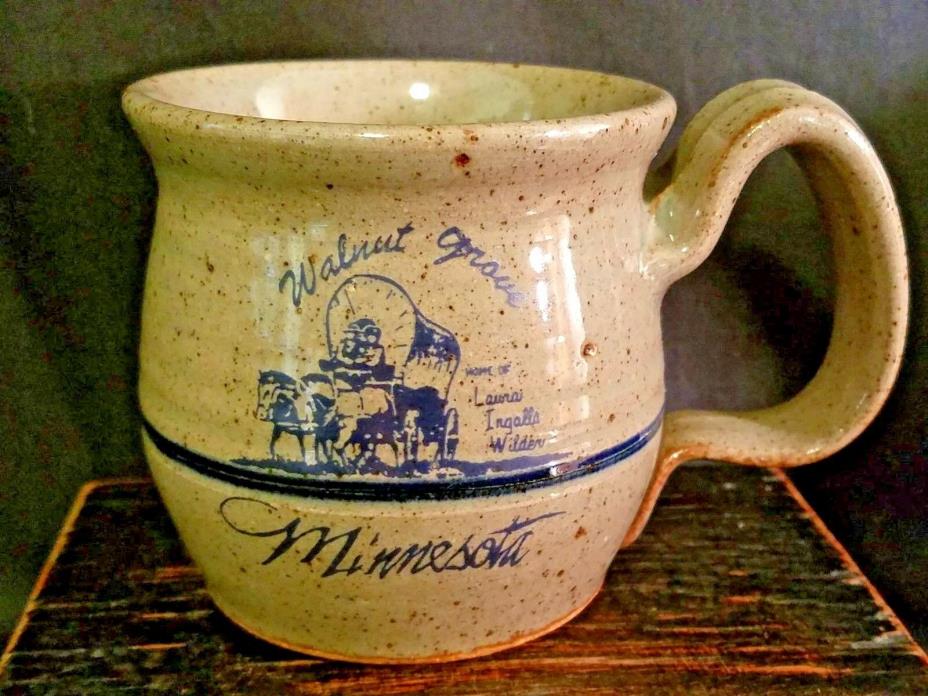 Laura Ingalls Wilder Coffee Mug Walnut Grove Minnesota Stoneware Signed 12oz