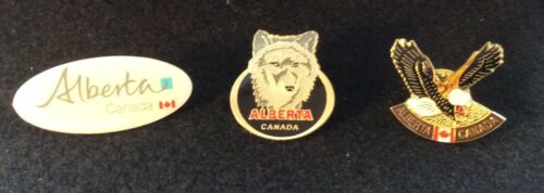 Alberta Lapel Pins Wolf Eagle & Alberta Pin Lot Of 3 Assorted Pins