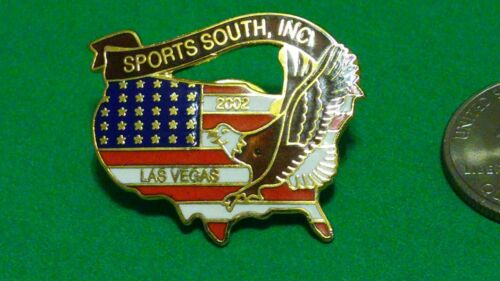 SPORTS SOUTH, INC 2002 Las Vegas SHOT SHOW hat pin lapel pin PATRIOTIC EAGLE