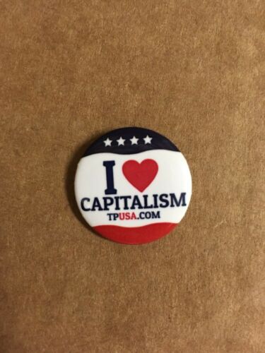 BRAND NEW Button Mini Pin I Love ?? Heart Capitalism TPUSA Pinback Buttons Pins