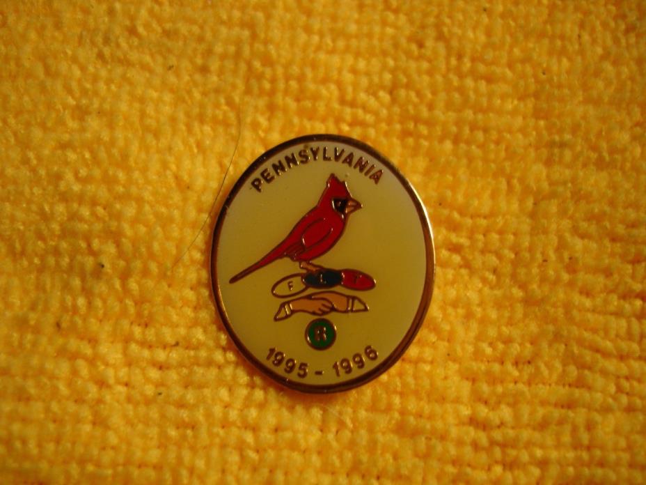 Pennsylvania 1995-1996 brooch metal pin with cardinal bird