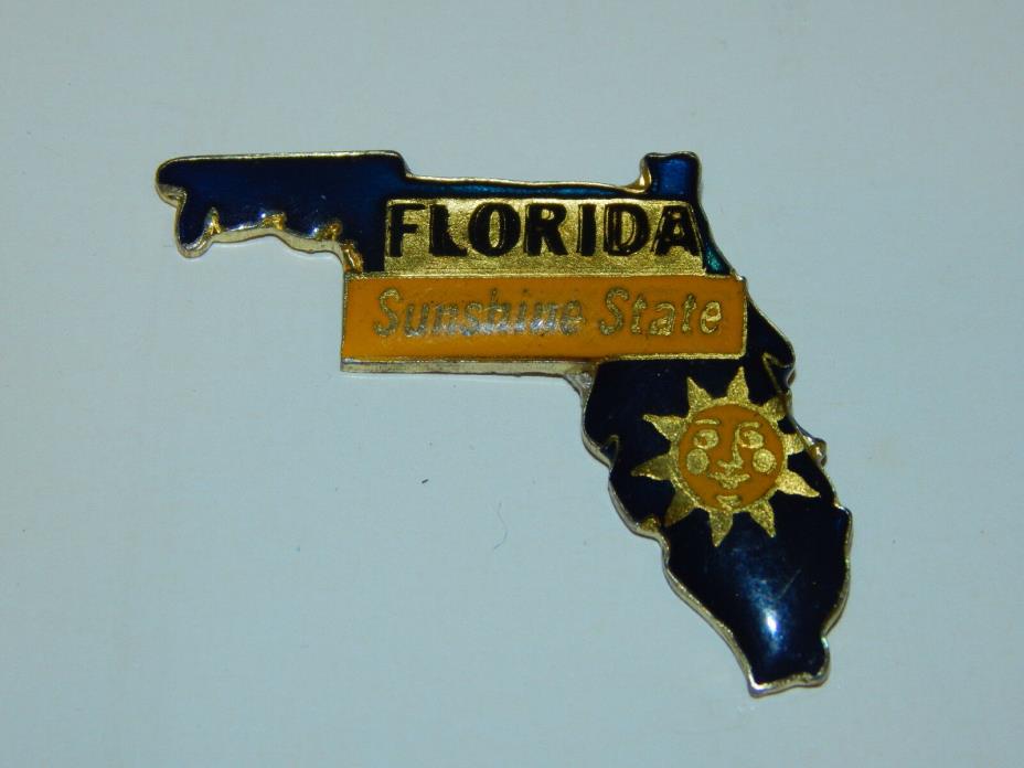 Florida Sunshine State Shape Enamel Sun Pin Badge Lapel
