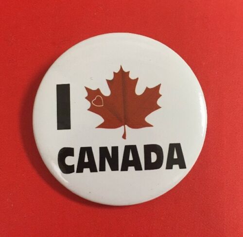 BRAND NEW Button Pin I Love Heart Mapleleaf Canada Red White Buttons Pins Themed