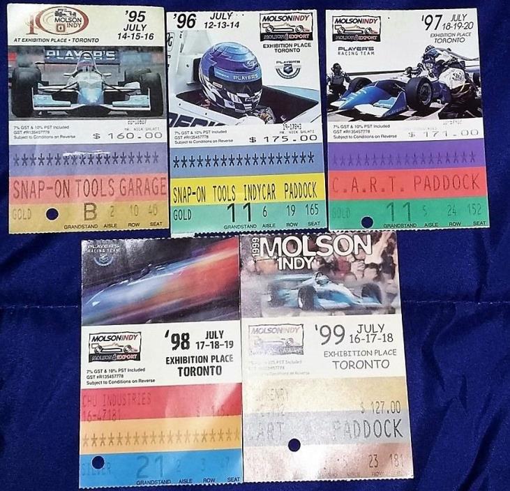 Molson Indy Toronto race tickets stubs inc/ paddock access 1995-99