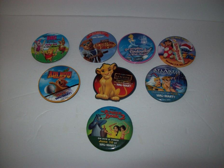 Walmart Employee Pins/Button Vintage Pinback Kids Movies, Disney Lot