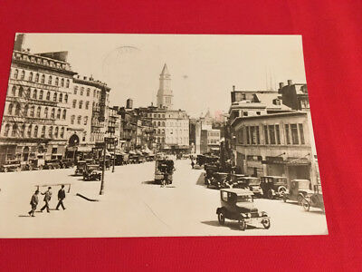 BOWDOIN SQUARE BOSTON MA SHORTLY AFTER WWI POSTED DIV/B POSTCARD EARLY AUTO'S