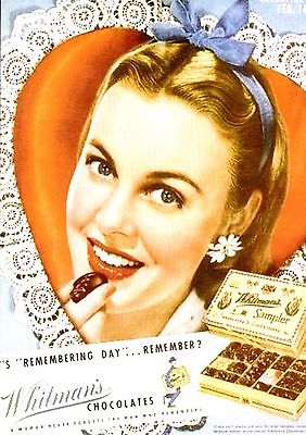 POST CARD OF A MAGAZINE ADVERTISEMENT FOR WHITMAN'S CHOCOLATE