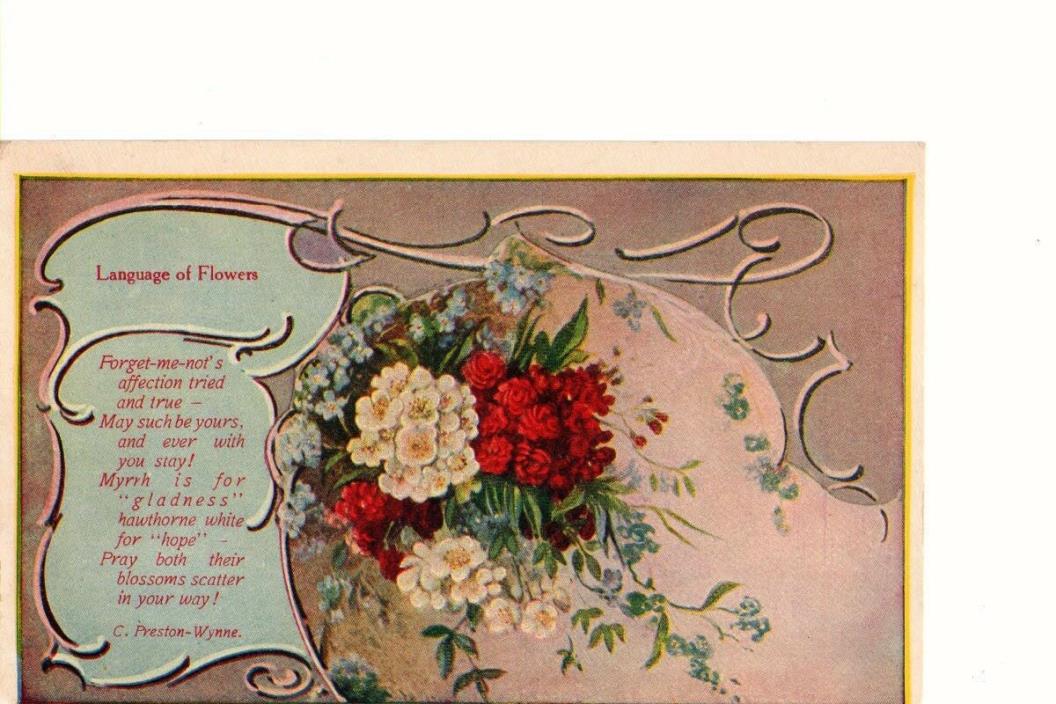Postcard Woman's World Magazine Language of Flowers