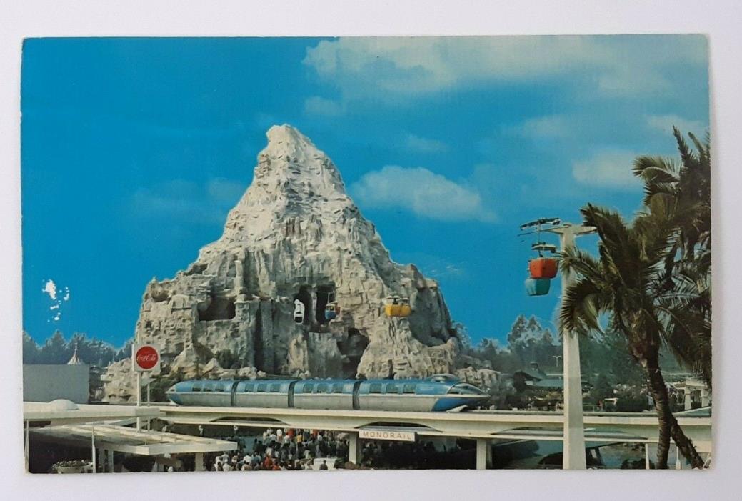 Disneyland Old Monorail Matterhorn Mountain Coca Cola Sign Postcard #1-339 W