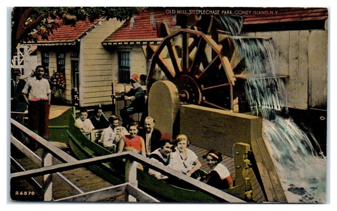 Early 1900s Old Mill Ride, Steeplechase Park, Coney Island, NY Postcard