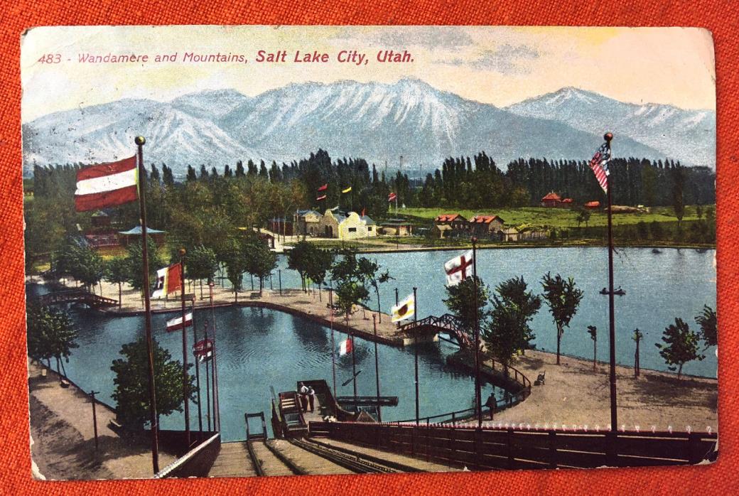 Wandamere Calder Park SLC Utah Amusement Park Postcard 1909 rare