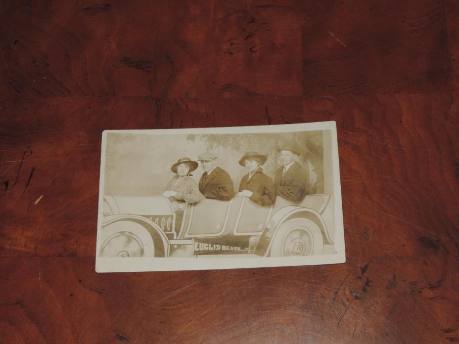 Antique Postcard Euclid Beach Park OHIO Car Real Photo Men Ladies (pt455)