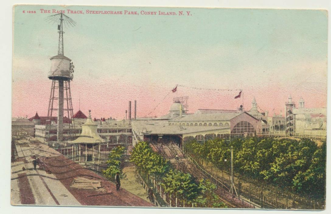 1907 THE RACE TRACK STEEPLECHASE PARK CONEY ISLAND NEW YORK POSTCARD