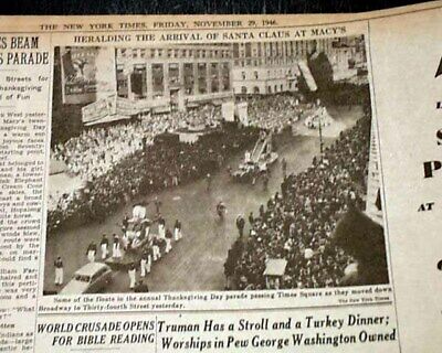 MIRACLE ON 34TH STREET Macy's Thanksgiving Day Parade 1946 NYC Times Newspaper