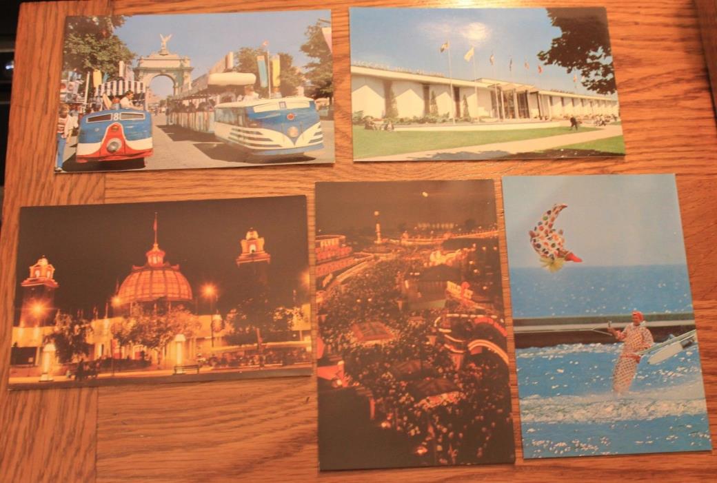 CANADIAN NATIONAL EXHIBITION 5 DIFF UNUSED POSTCARDS WITH MATCHING STAMPS DESIGN
