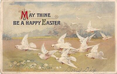 Lovely Flying Doves on 1912 Winsch Easter Postcard