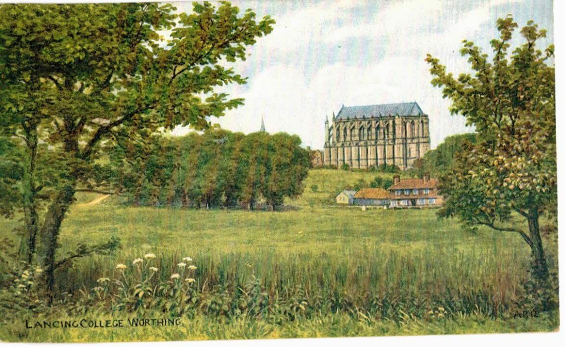 POSTCARD LANCING COLLEGE WORTHING ENGLAND UK WATER COLOR COLOUR