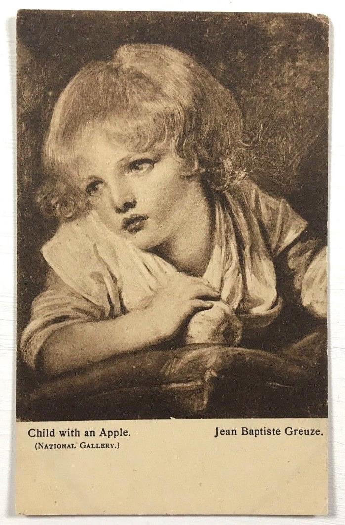 Child With An Apple Jean Baptiste Greuze National Gallery Vintage Postcard