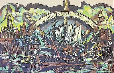 Postcard Don Gorvett Harbor Ballad Ships Gloucester MA  MINT
