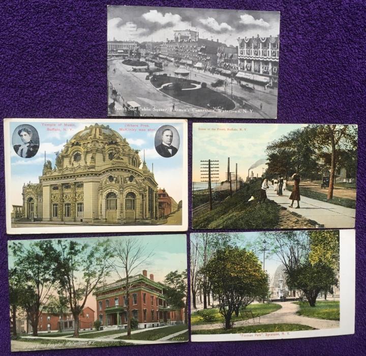 1911 WATERTOWN & BUFFALO  N.Y.  POSTCARD LOT OF 5 = VINTAGE