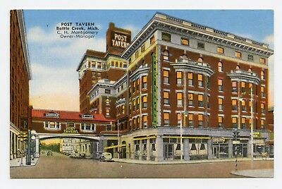Post Tavern, Battle Creek, Michigan Color Linen Postcard