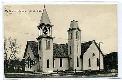 1909 Postcard Methodist Church Lyons Kansas