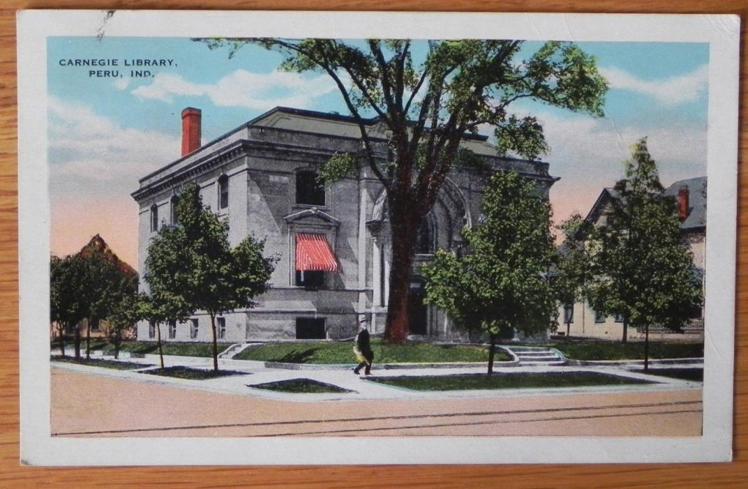 Vintage Postcard Carnegie Library, 1930 Peru, IND F183