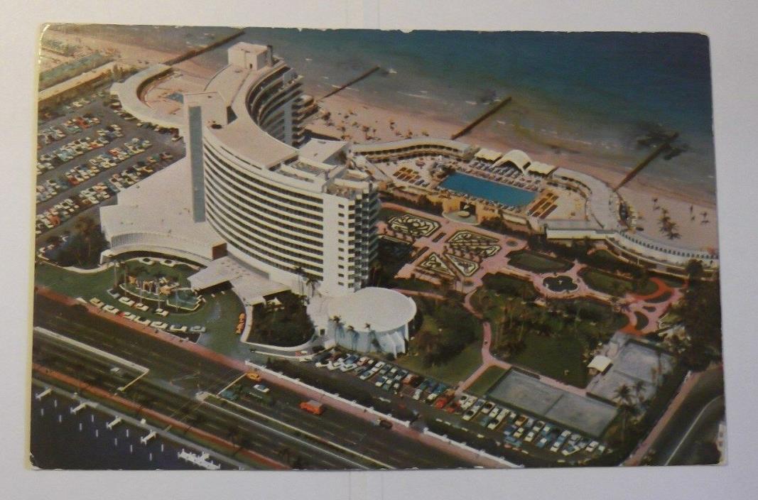 VTG Postcard FL Air View of Fontainebleau Hotel Miami Beach Florida